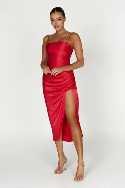 Meshki Claudette Midi Dress Red Size 8 for rent on The Volte - image 1