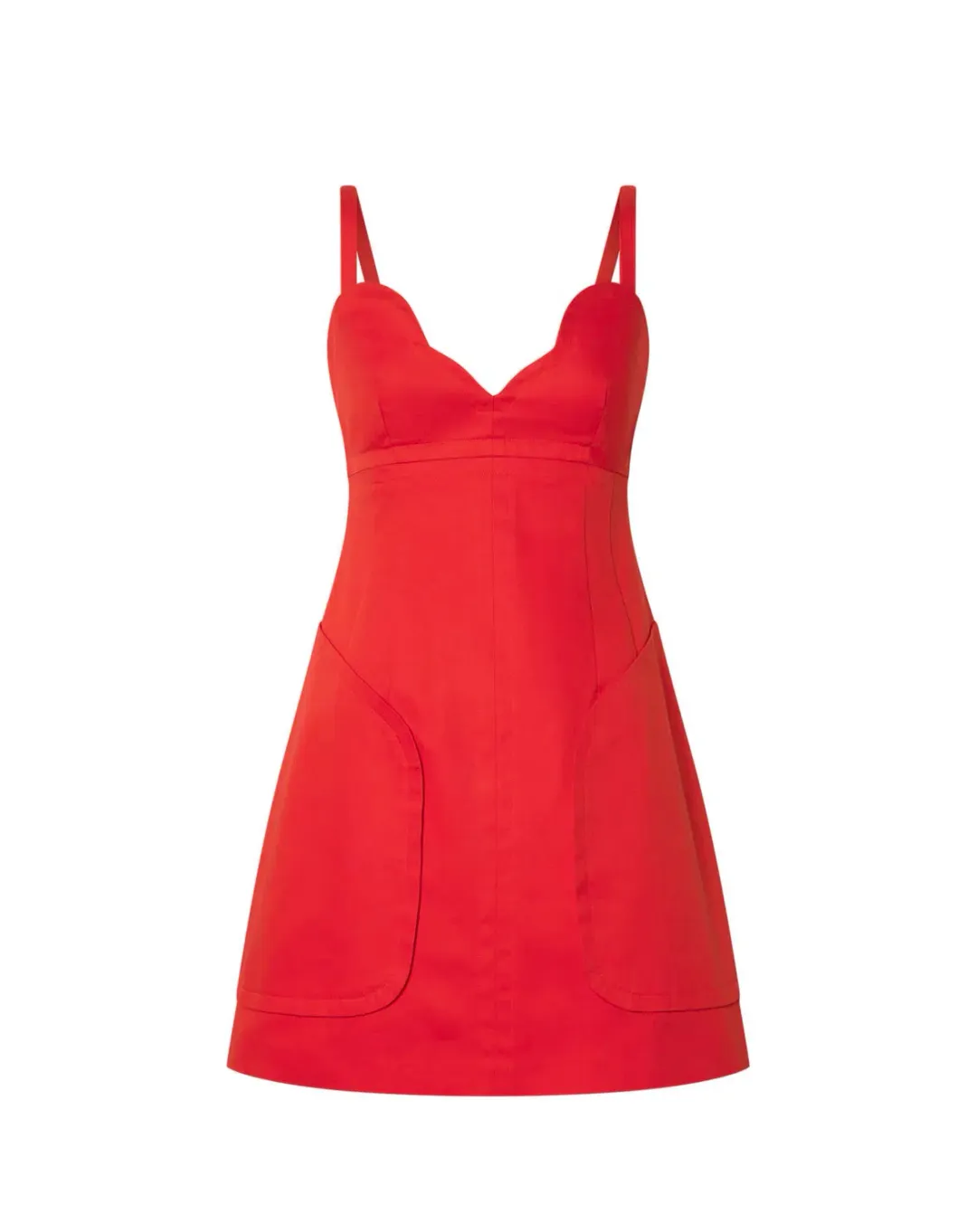Oroton Scallop Detailed Mini Dress in True Red Size 4 for rent on The Volte - main image