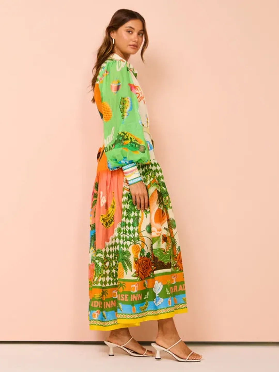 Alemais Paradiso Midi Shirtdress Multi Print Size 16 for rent on The Volte - main image