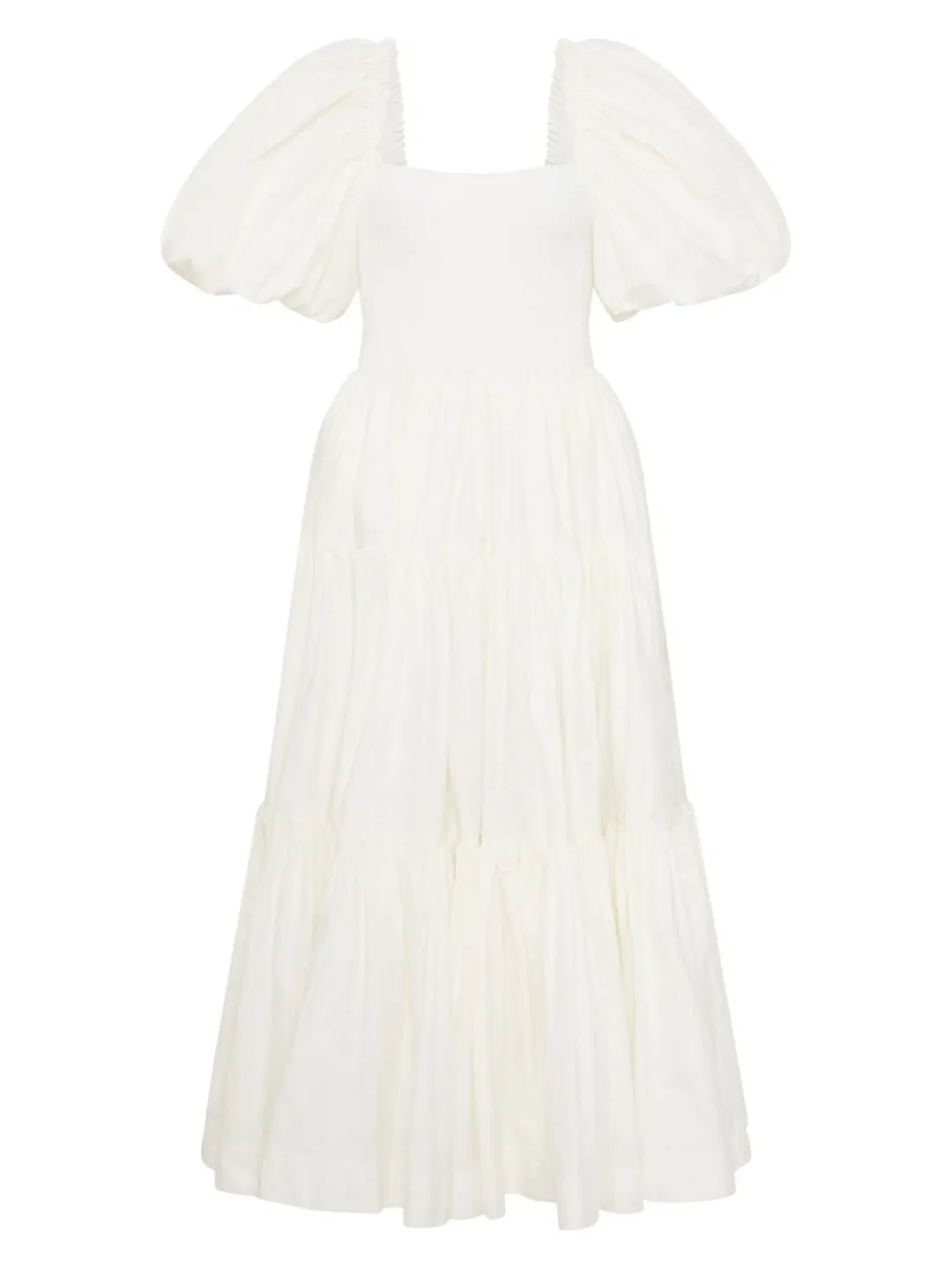 Aje Casa Puff Sleeve Midi Dress in Ivory Size AU 8 for rent on The Volte - main image