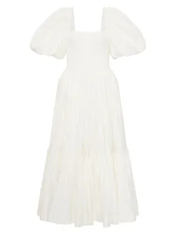 Aje Casa Puff Sleeve Midi Dress in Ivory Size AU 8 for rent on The Volte - image 5