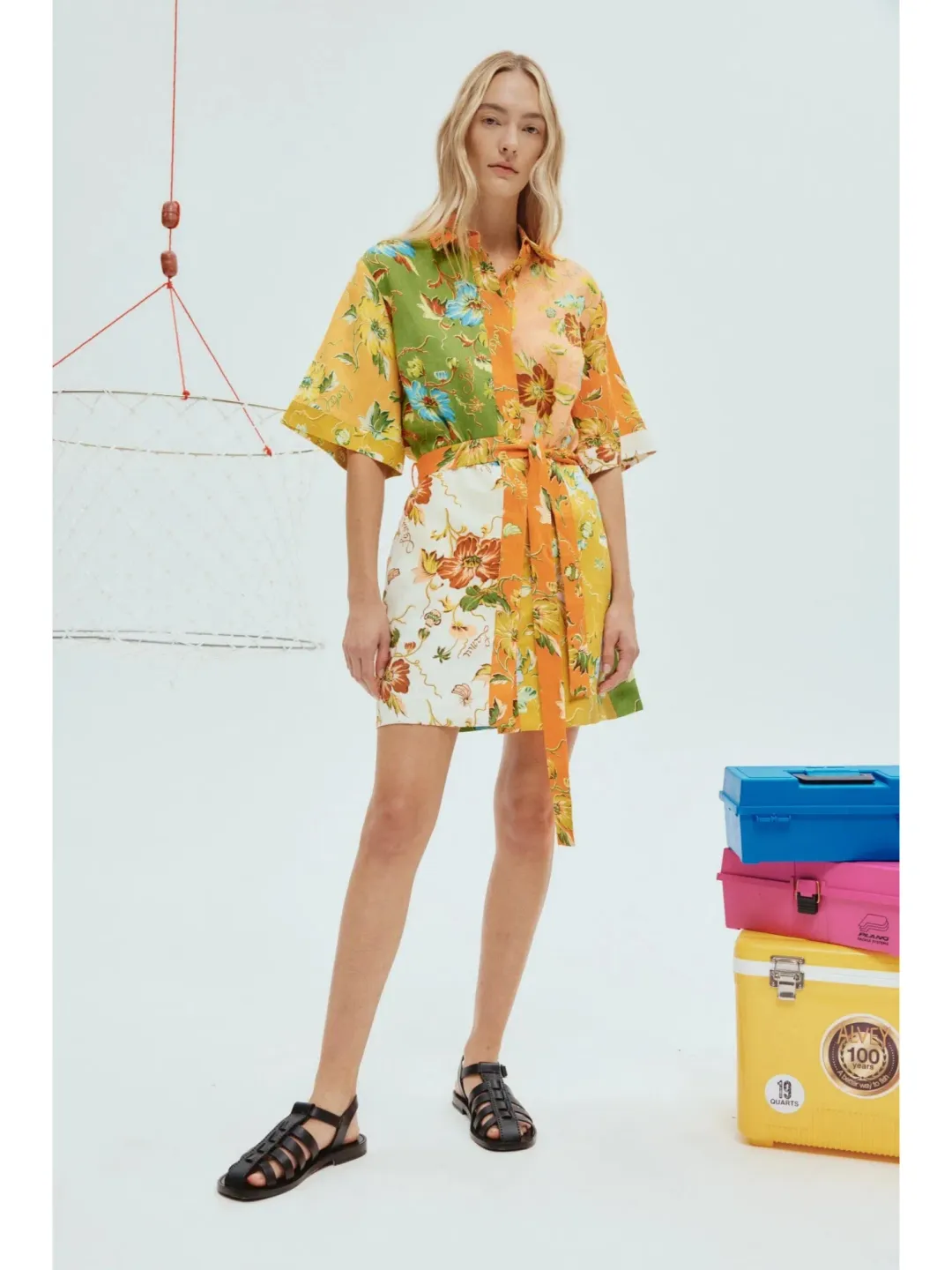 Alemais Hotel Lamu Spliced Mini Dress in Multi Size AU 16 for rent on The Volte - main image