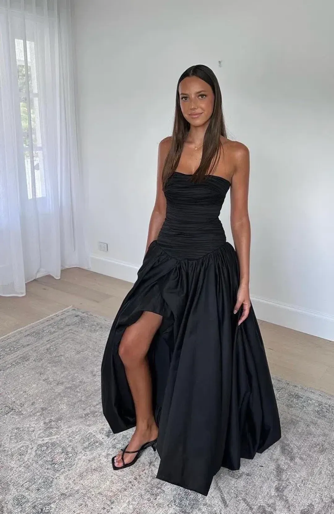 Aje Violette Bubble Hem Maxi Dress Black Size AU 8 for rent on The Volte - main image