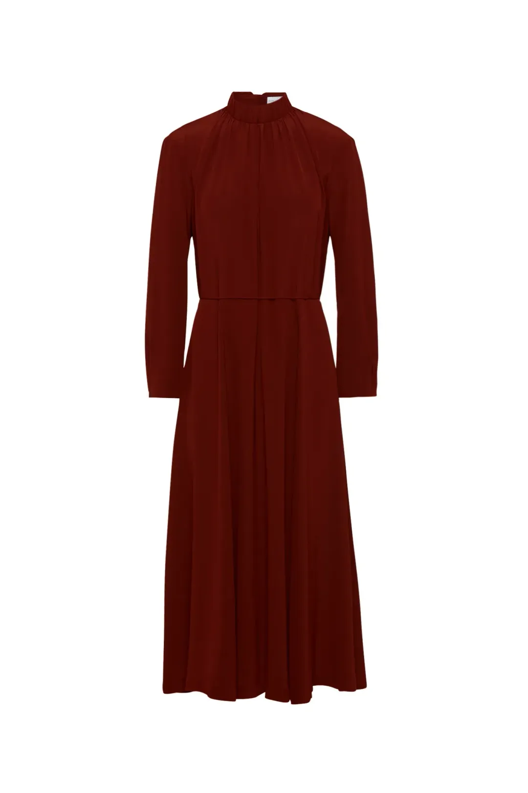 Scanlan Theodore Silk Gather Neck Dress in Burgundy Size AU 6 for rent on The Volte - main image