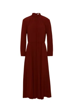 Scanlan Theodore Silk Gather Neck Dress in Burgundy Size AU 6 for rent on The Volte - image 5