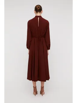 Scanlan Theodore Silk Gather Neck Dress in Burgundy Size AU 6 for rent on The Volte - image 2