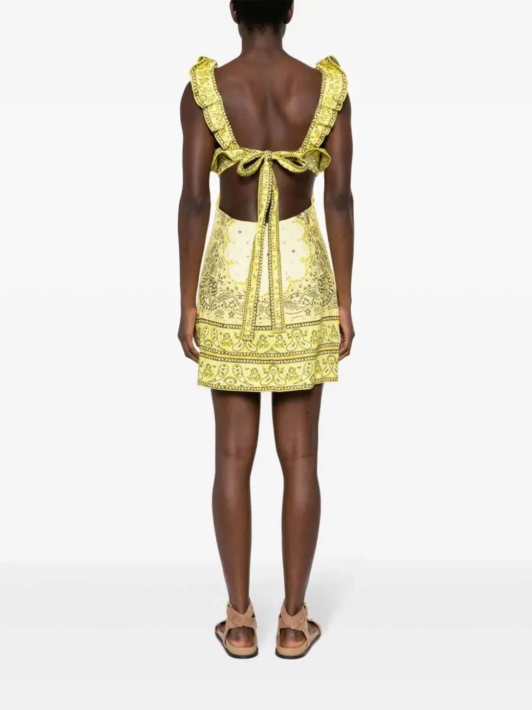 Zimmermann Matchmaker Frilled Mini Dress Yellow Bandana Size 0 / AU 8 for rent on The Volte - main image