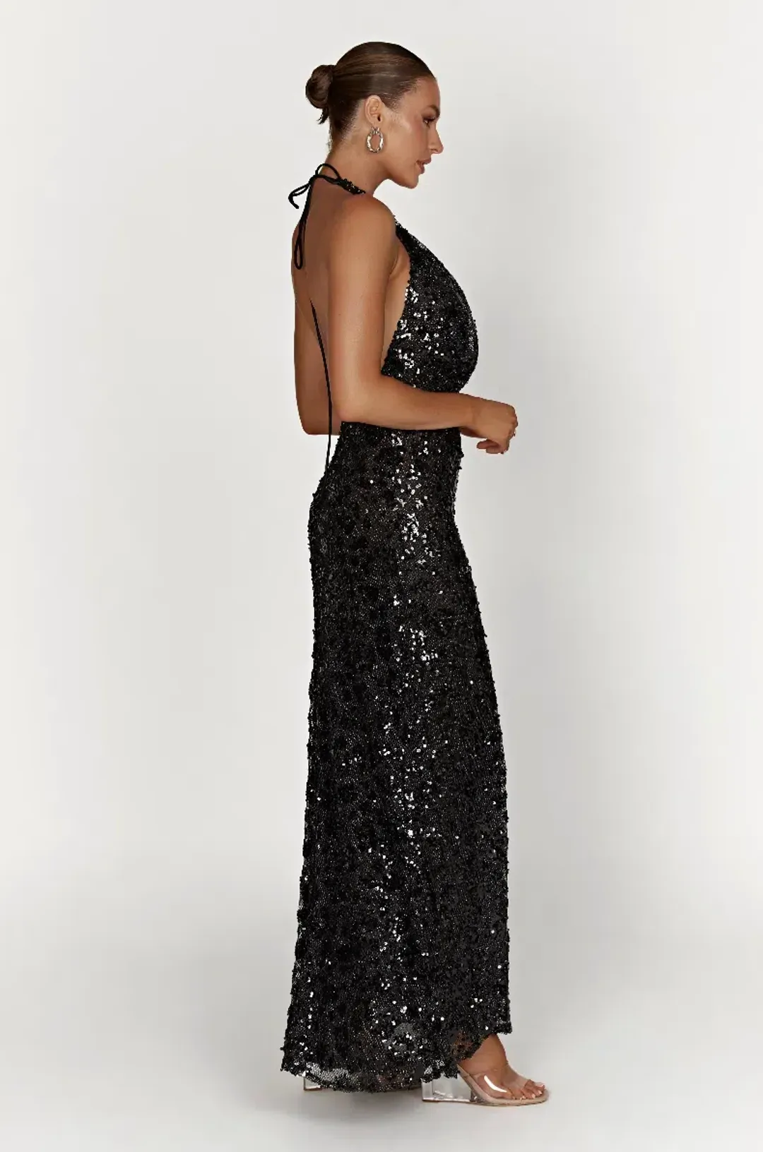 Meshki Nicola Maxi Dress Black Sequin Size S / AU 8 for rent on The Volte - main image