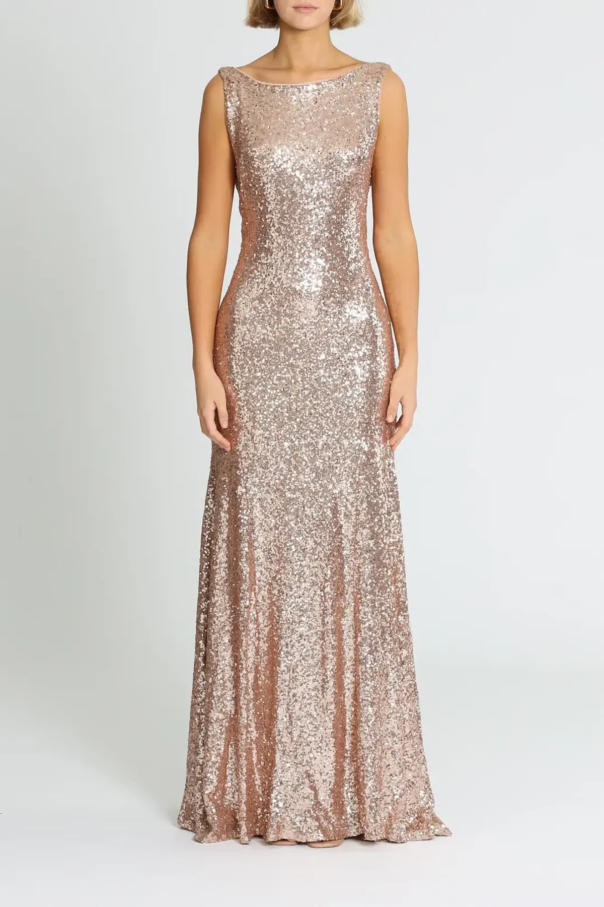 Theia Gemma Gown in Rose Gold Size 12 for rent on The Volte - main image