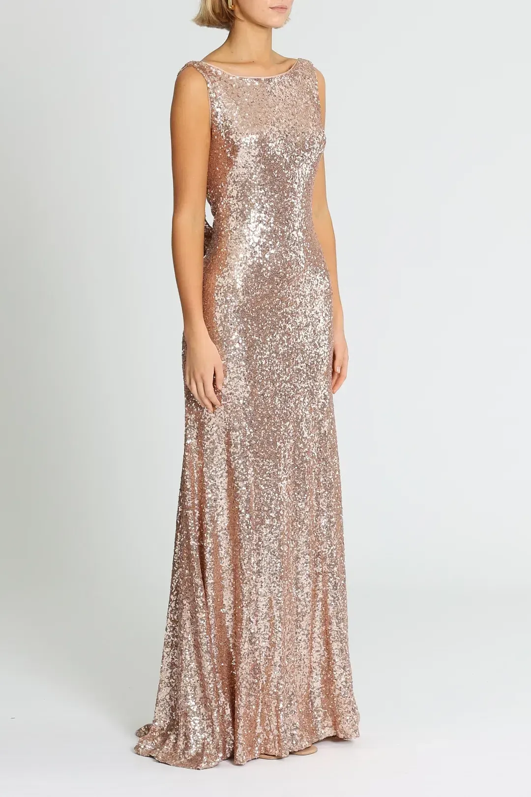 Theia Gemma Gown in Rose Gold Size 14 for rent on The Volte - main image