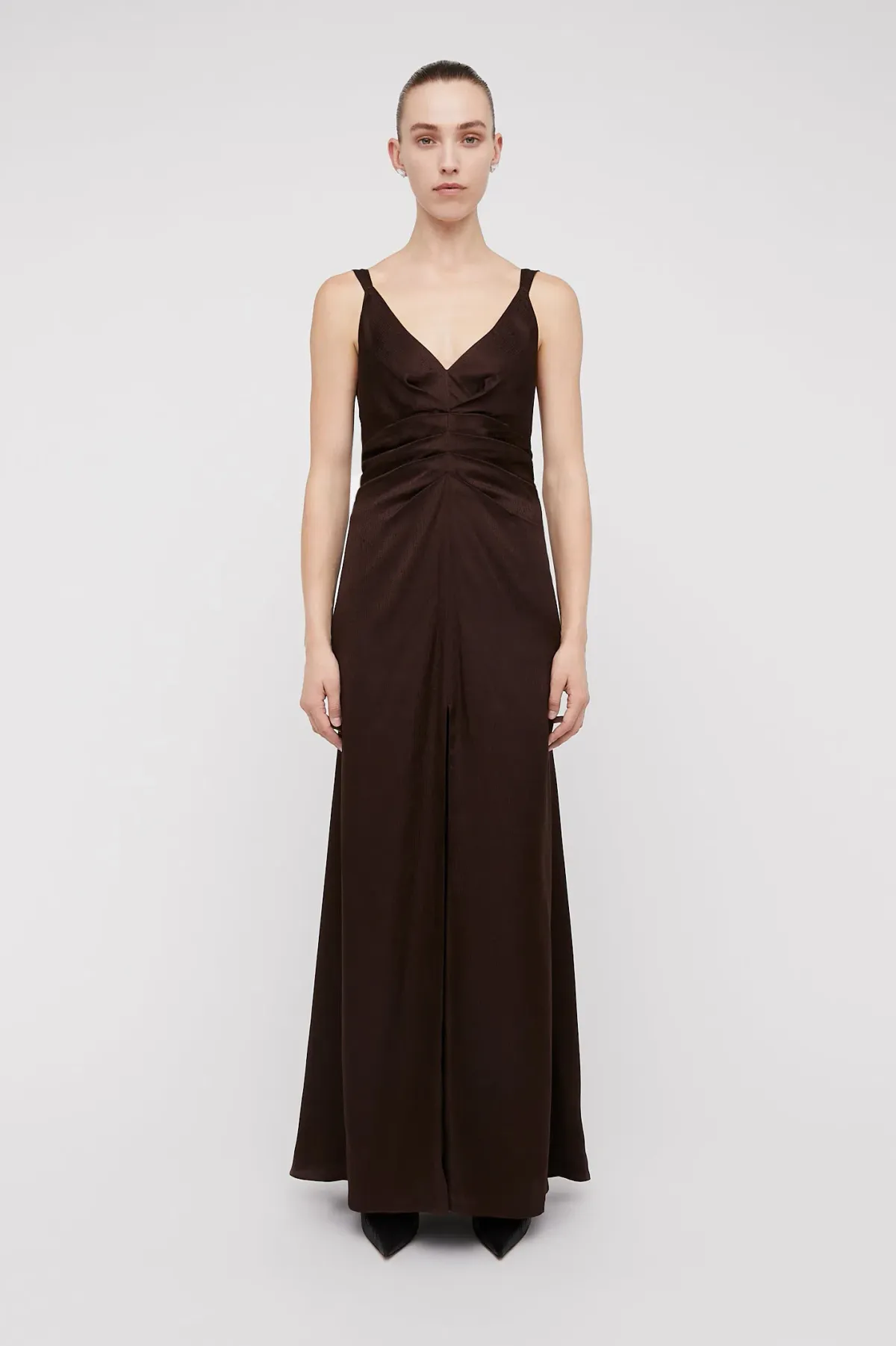 Scanlan Theodore Silk Jacquard Gown Chocolate Brown Size 12  for rent on The Volte - main image