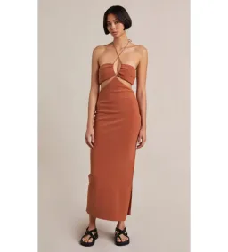 Bec & Bridge Alba Cut Out Midi Dress Terracotta Size AU 6 for rent on The Volte - image 1
