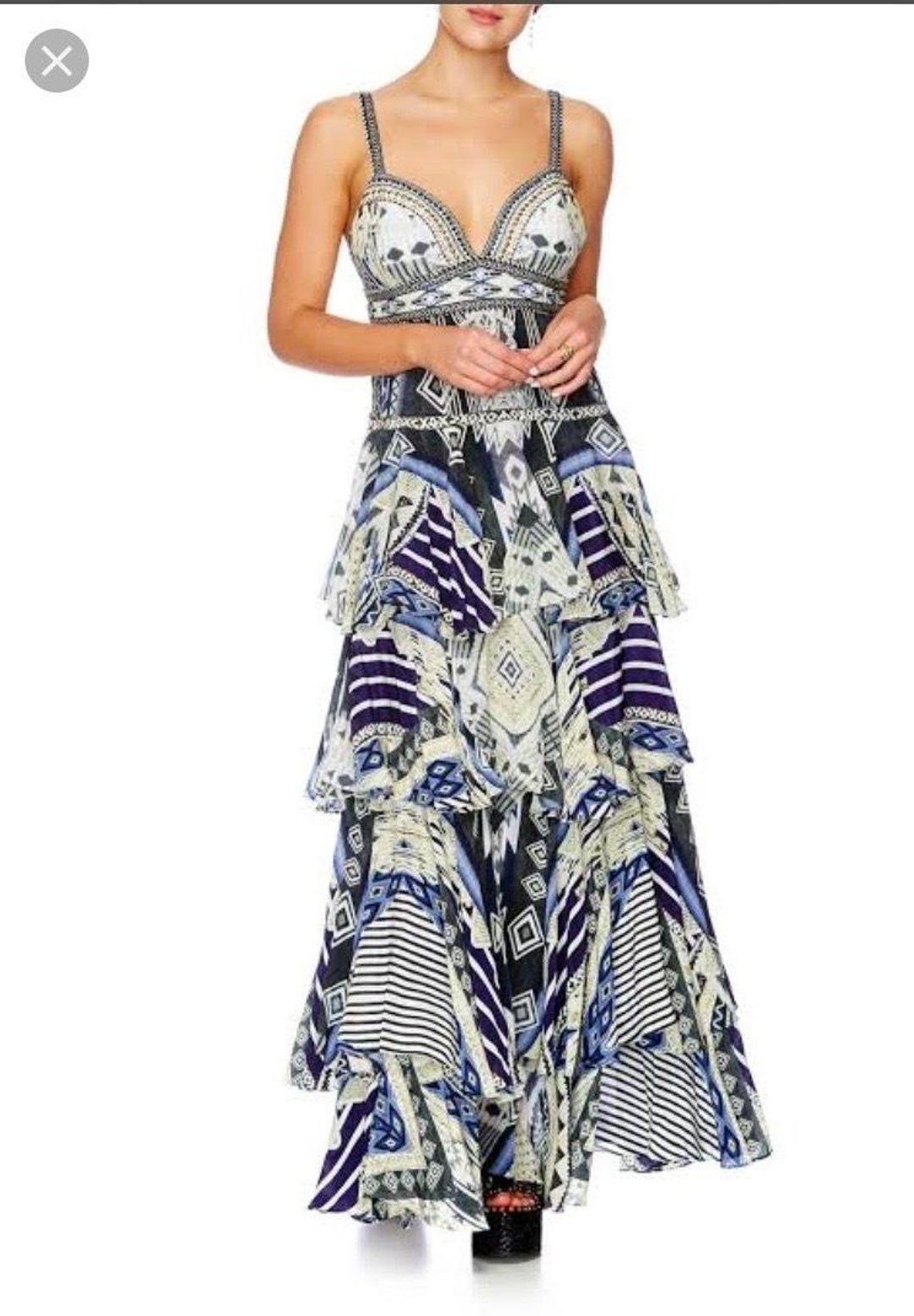 Camilla Tie The Knot Gathered Tiered Dress for rent on The Volte - main image