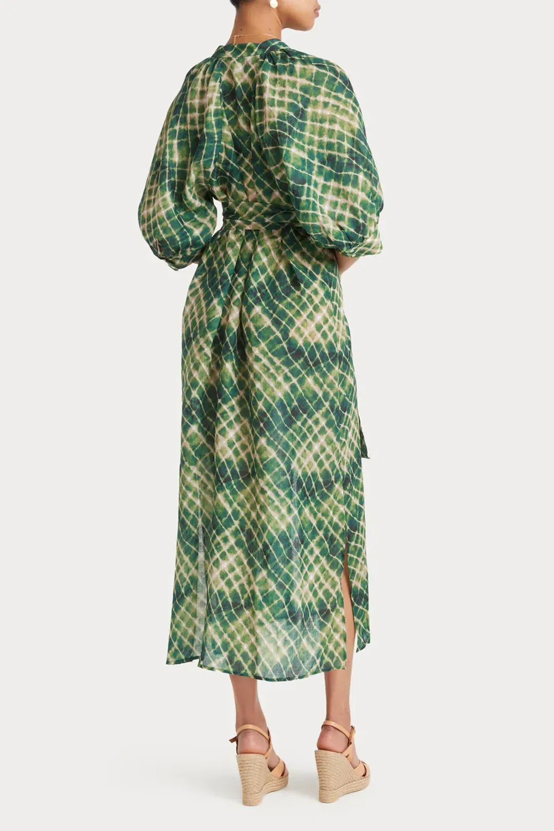 Husk Sabine Midi Dress Green Print Size 14 for rent on The Volte - main image