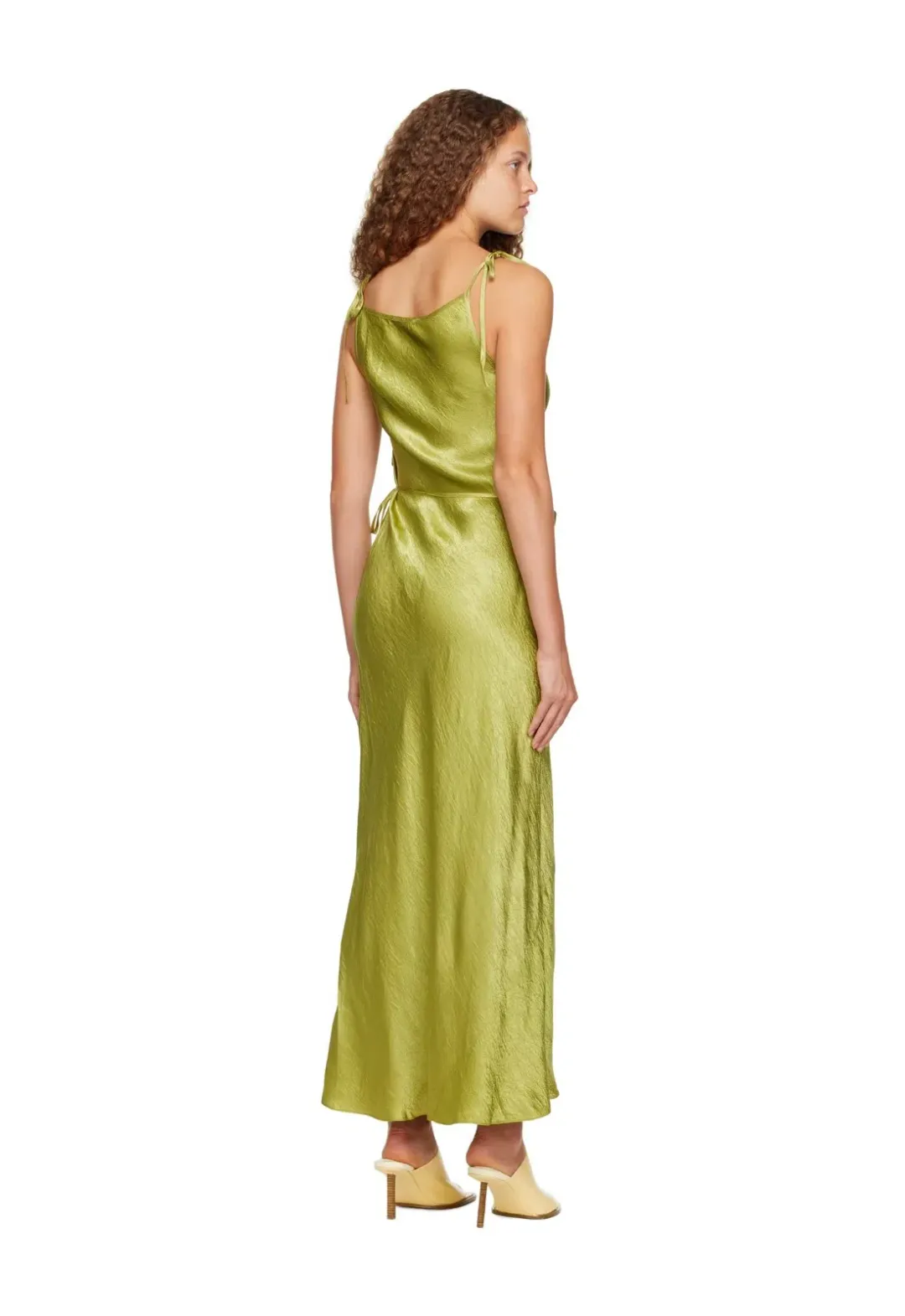 Acne Studio Wrap Satin Dress Green Size 8 for rent on The Volte - main image