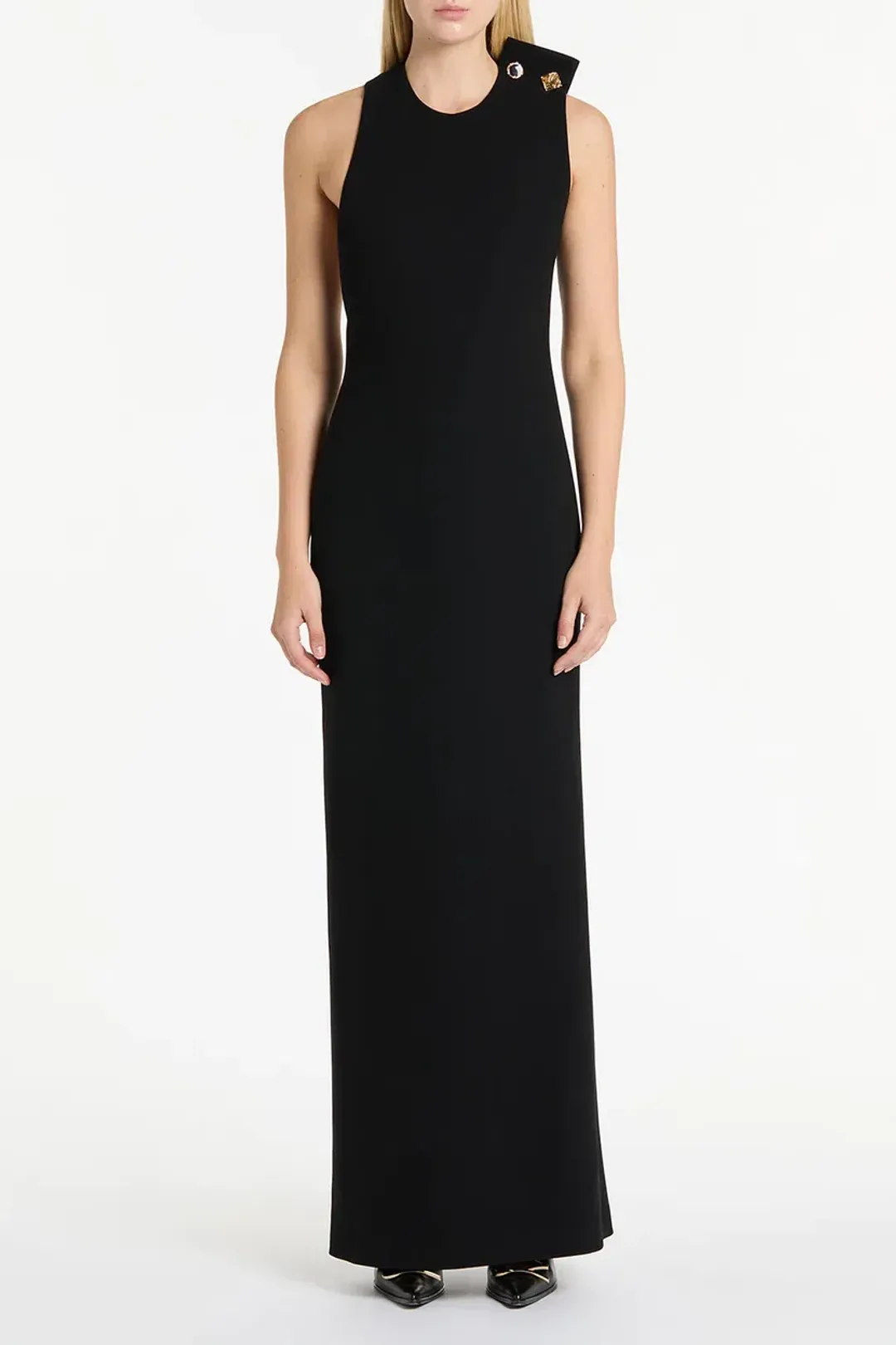 Carla Zampatti Crepe C Back Gown Black Size 6  for rent on The Volte - main image