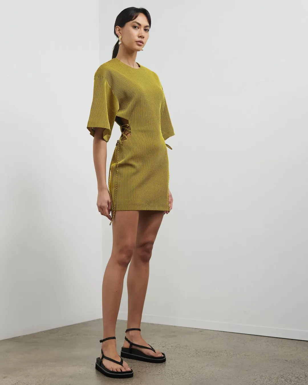 Camilla and Marc Izaro Cut Out Mini Dress Stripe Size 8 for rent on The Volte - main image