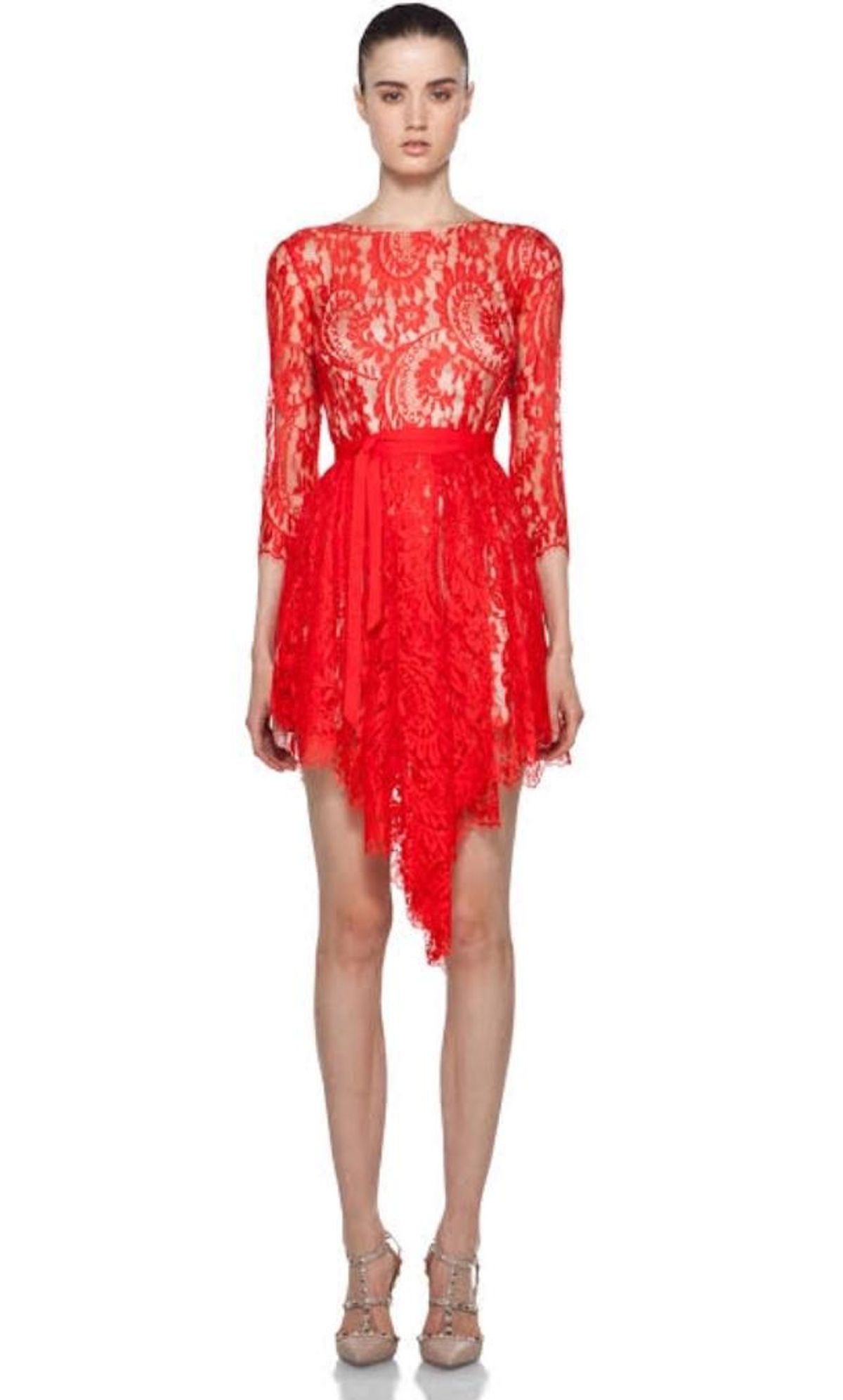 Lover Serpent Red Lace Dress size 10 for rent on The Volte - main image