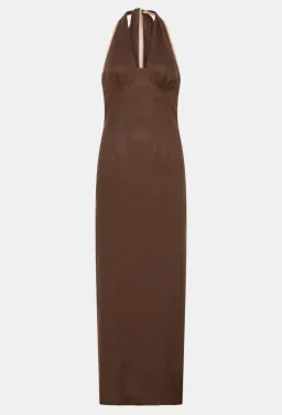 Sir the Label Affogato Halter Dress Chocolate Brown Size AU 8 for rent on The Volte - image 3