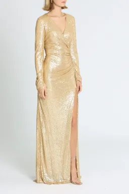 Tadashi Shoji Angelique Drape Gown Gold Size 14 for rent on The Volte - image 2