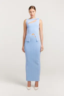 Henne Romee Knit Top & Skirt Set Cloud Blue Size 8 for rent on The Volte - image 1