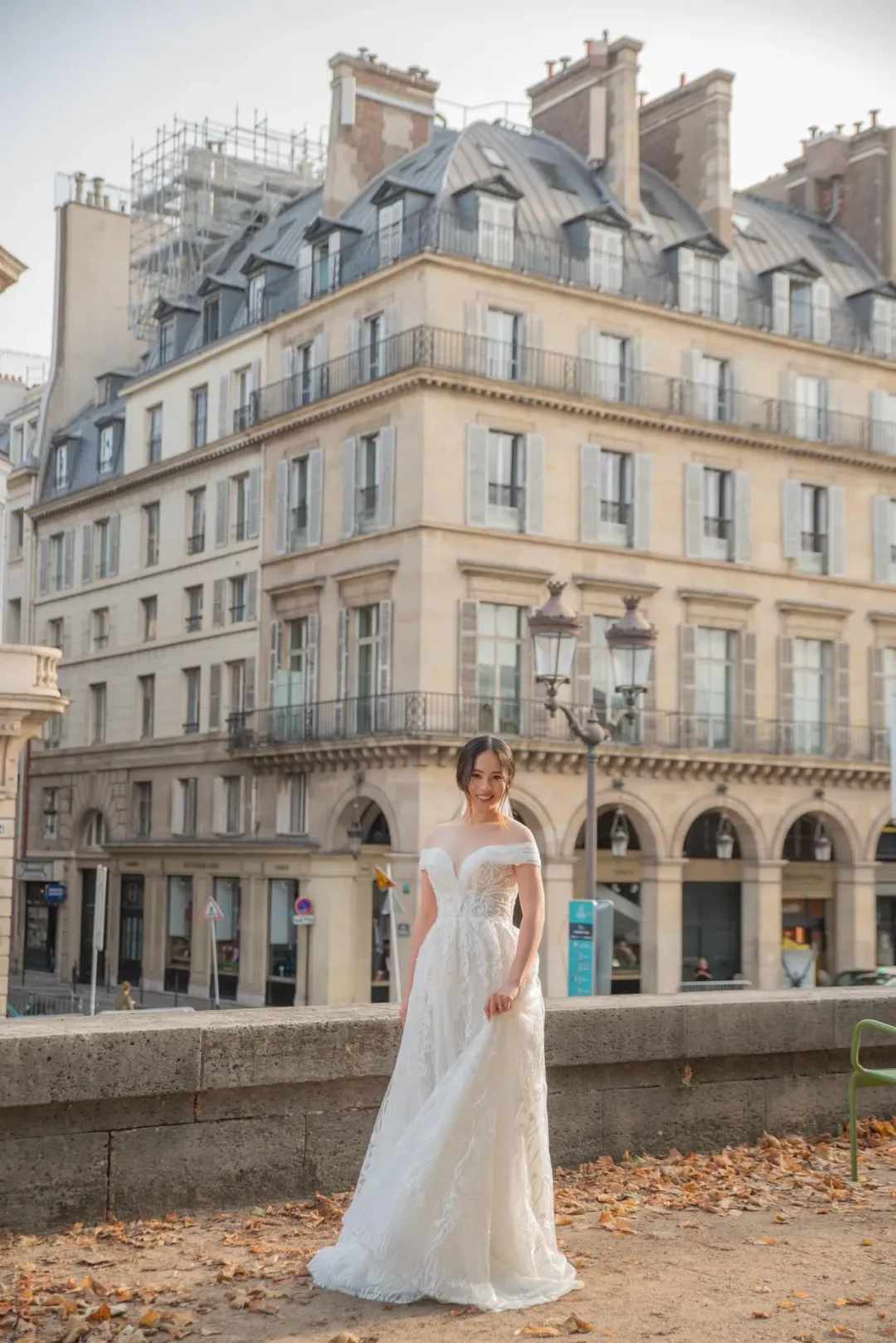 1939 Bridal Off Shoulder Embellished Lace Wedding Dress White Size 8 for rent on The Volte - main image