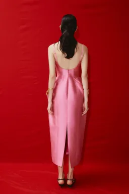 Alemais Priscilla Sculpt Midi Dress Pink Size 10 for rent on The Volte - image 2