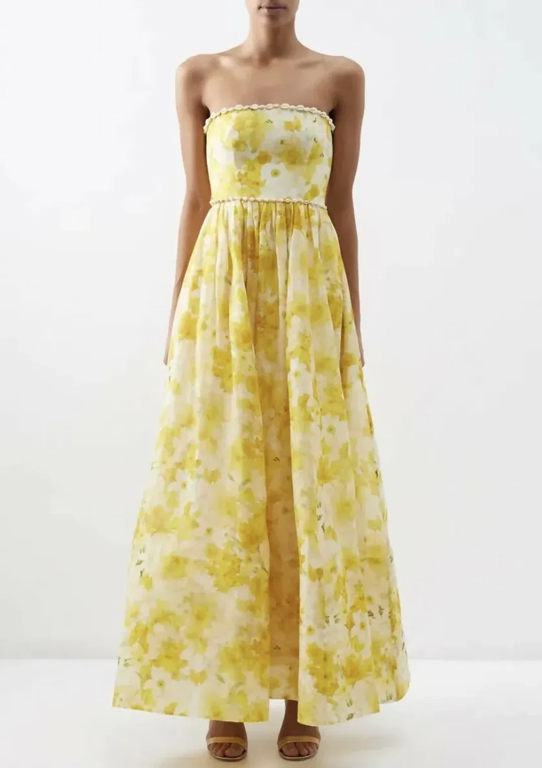 Zimmermann Wonderland Shell Embellished Silk Blend Gown Yellow Size 3 / AU 14 for rent on The Volte - main image