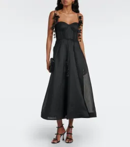 Zimmermann Natura Corset Midi Dress Black Size 0 / AU 8  for rent on The Volte - image 1