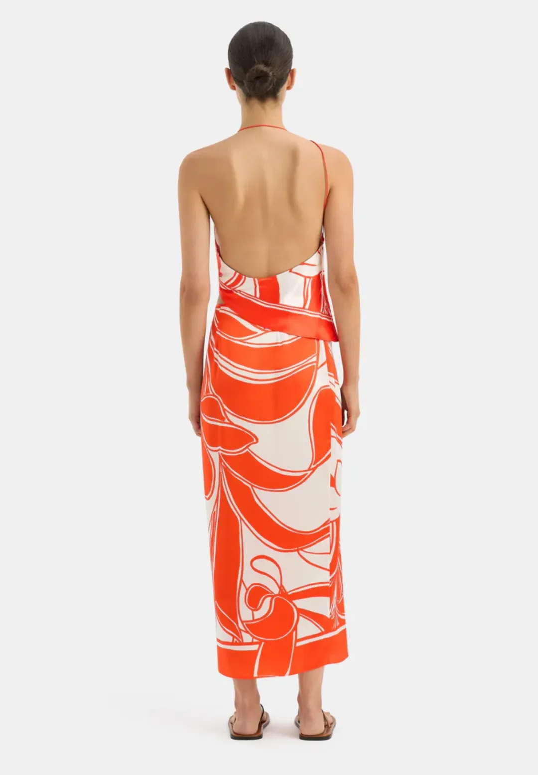 Sir the Label Ramona Asymmetric Top and Wrap Skirt Set Orange Print Size 0P/ AU 6 for rent on The Volte - main image