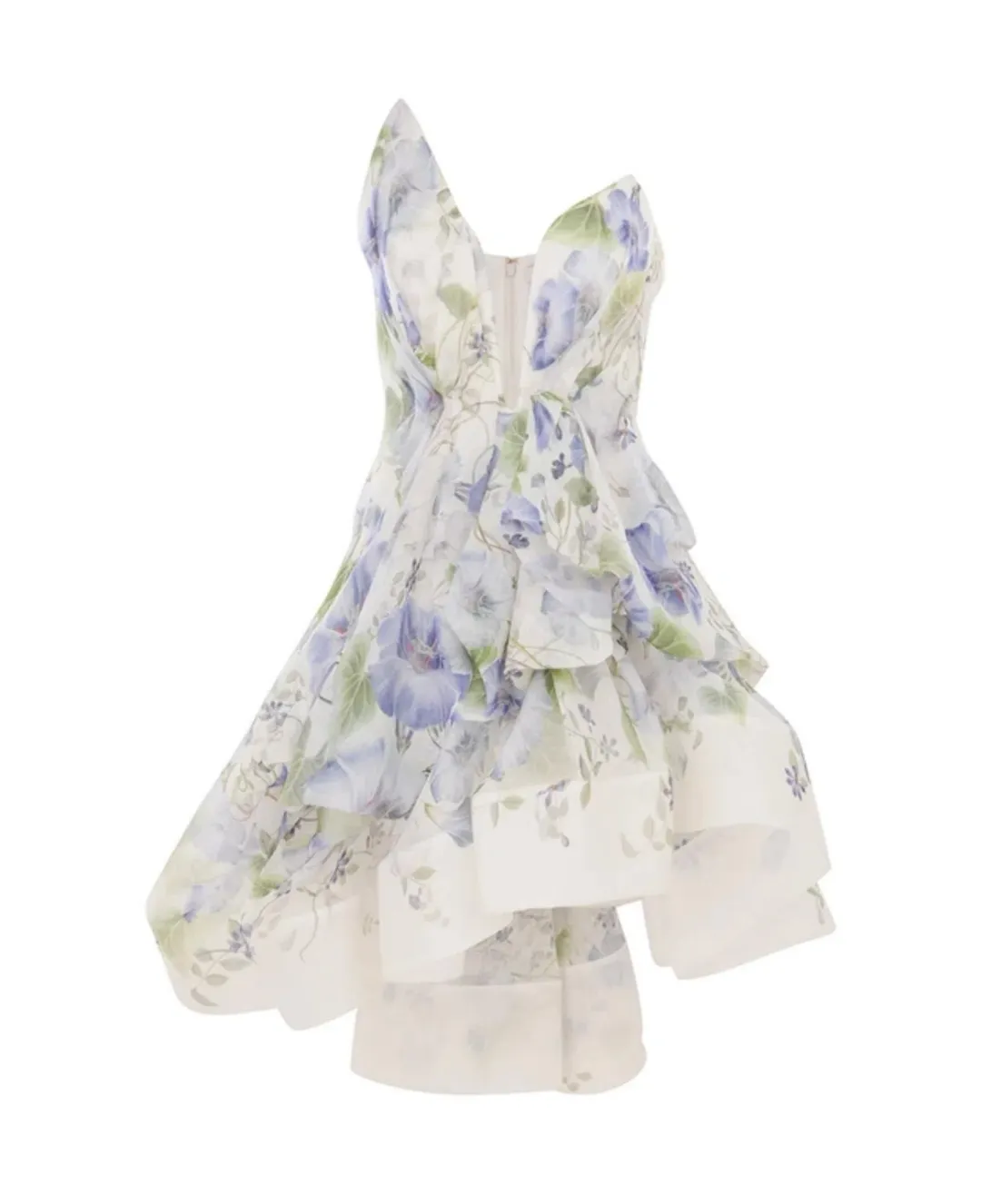 Zimmermann Natura Draped Mini Dress in Blue Floral Size 1/AU 10 for rent on The Volte - main image