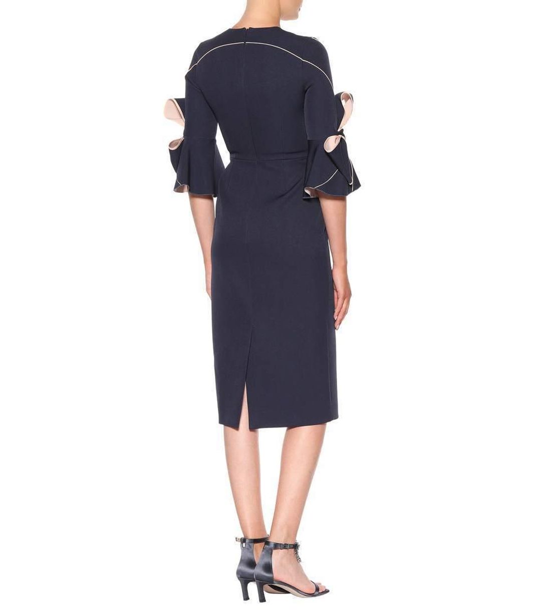 Roksanda Lavete Crepe Bow Midi Dress Navy Size 6 for rent on The Volte - main image