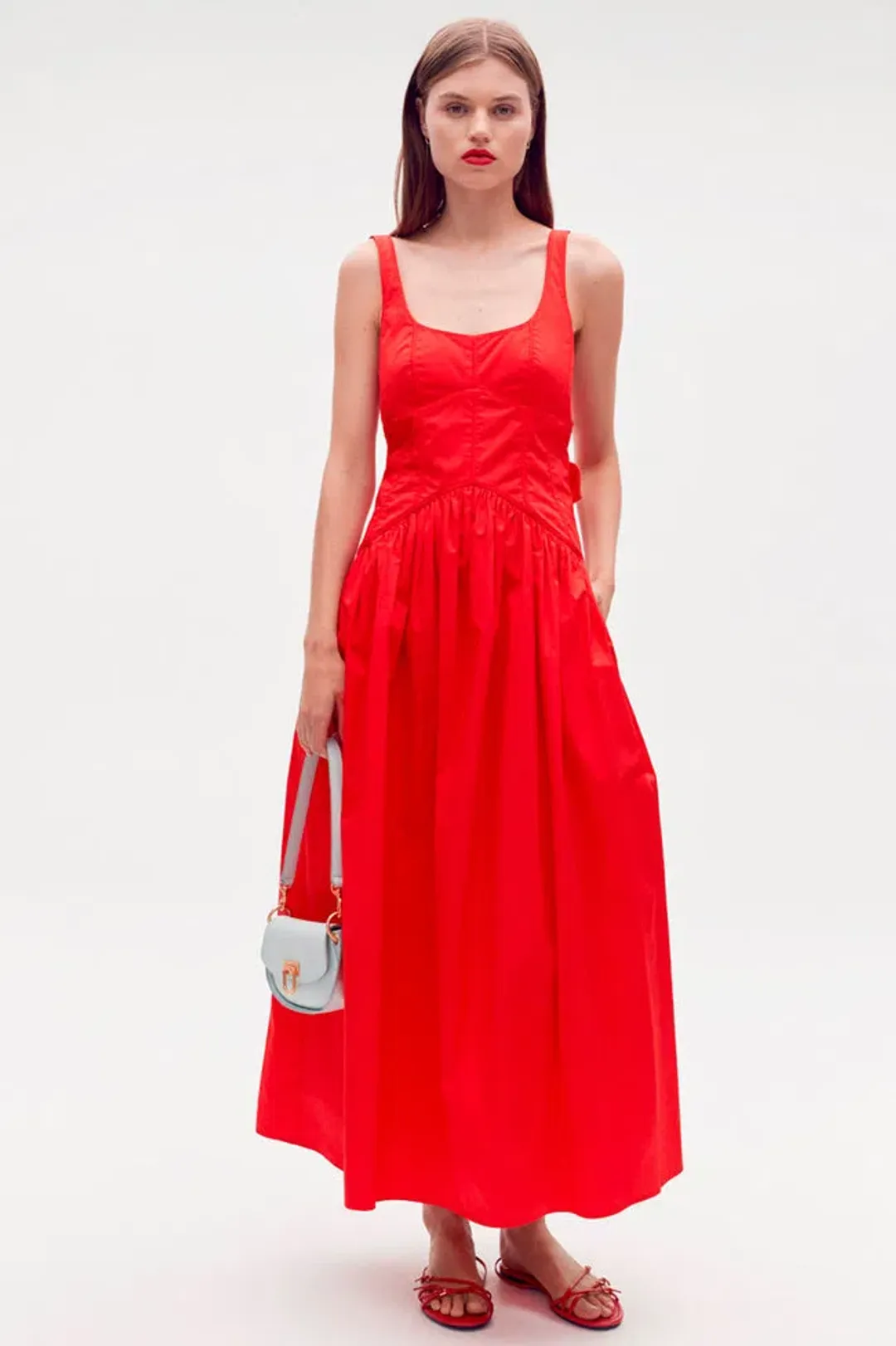 Oroton Poppy Tie Back Sundress Red Size 8 for rent on The Volte - main image