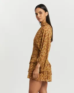 Shona Joy Sunset Long Sleeve Ruched Mini Dress Floral Size 8 for rent on The Volte - image 3