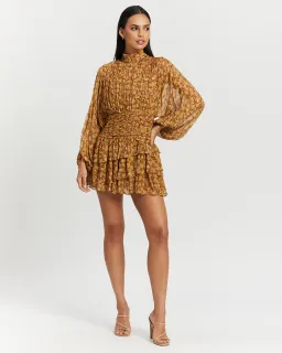 Shona Joy Sunset Long Sleeve Ruched Mini Dress Floral Size 8 for rent on The Volte - image 1