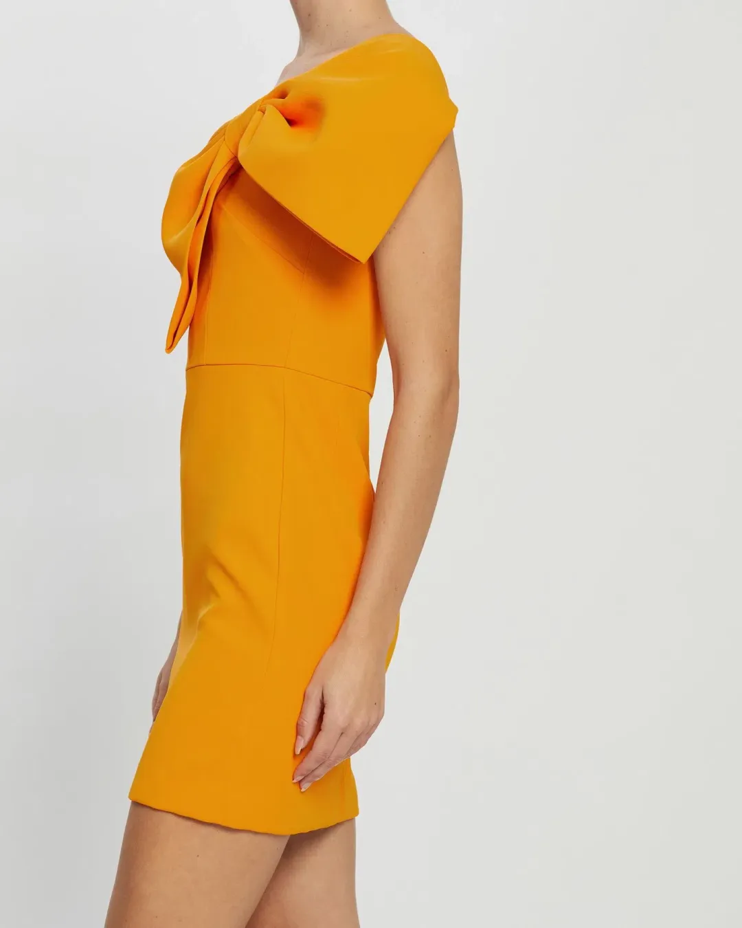 By Johnny Calypso Wrapped Up Asymmetric Mini Dress Yellow Size 6 for rent on The Volte - main image