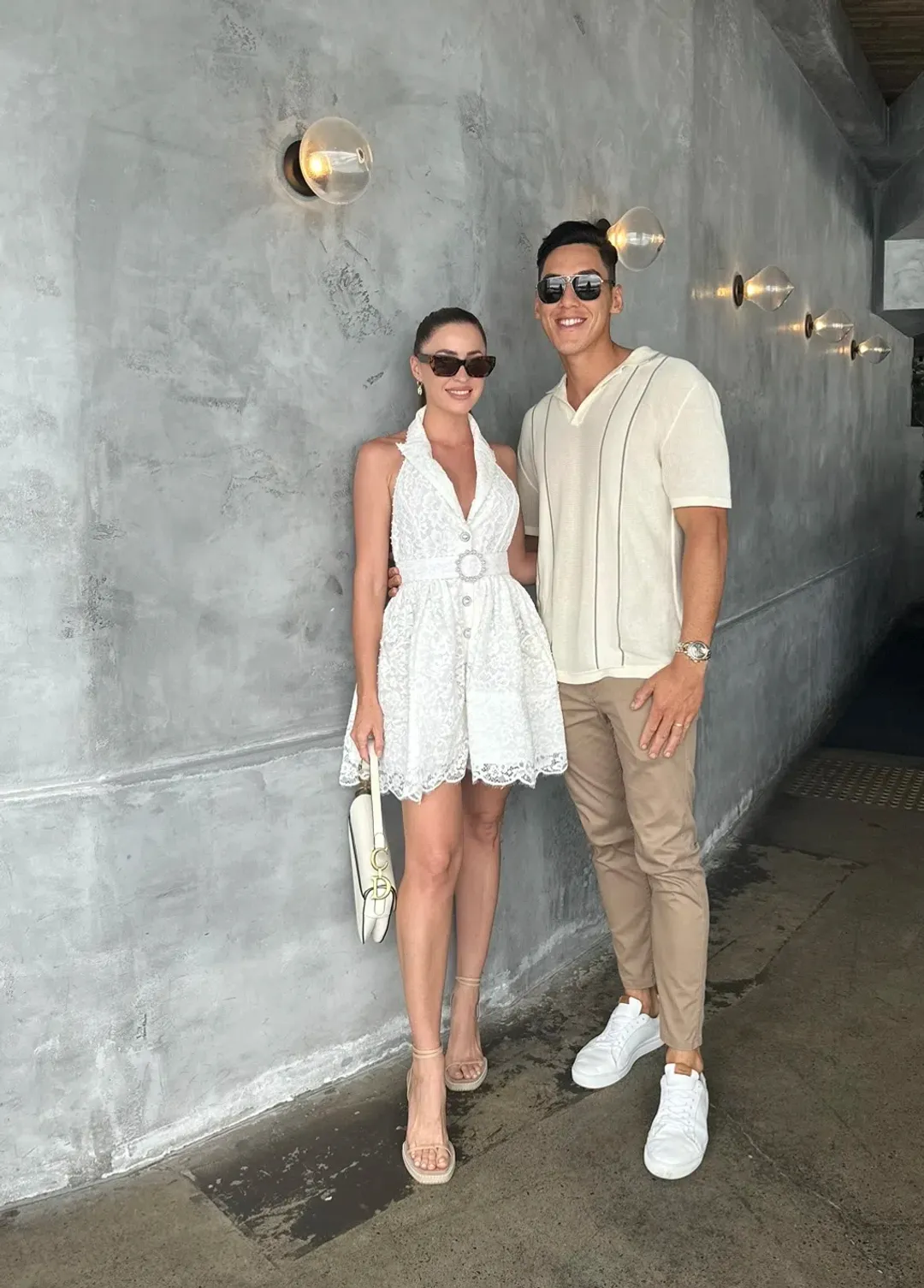 Zimmermann High Tide Belted Embellished Corded Lace Halterneck Mini Dress Ivory Size 0 / Size AU 8 for rent on The Volte - main image