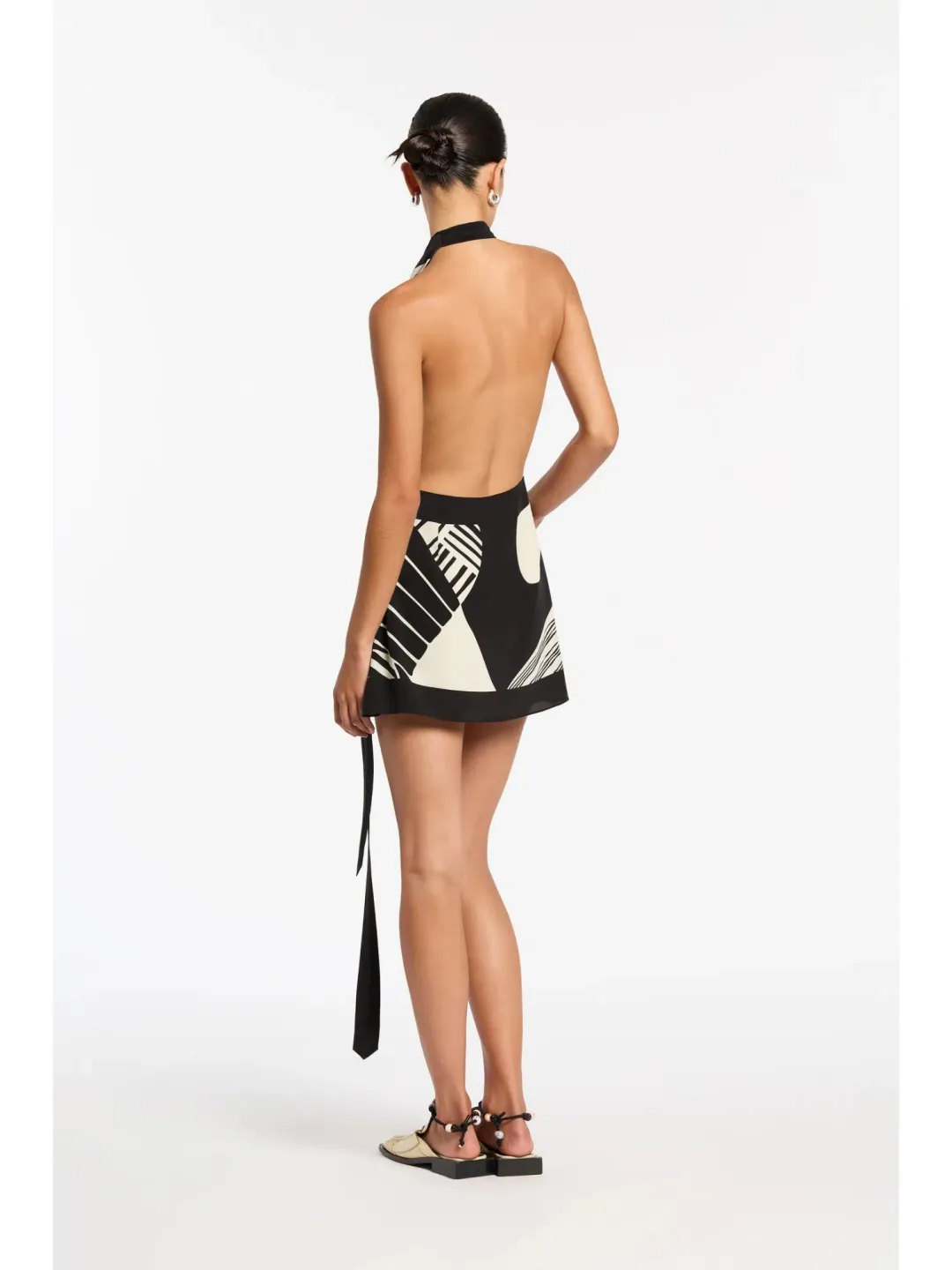 Sir The Label Realisme Wrap Halter Mini Dress in Papier Size AU 6 for rent on The Volte - main image