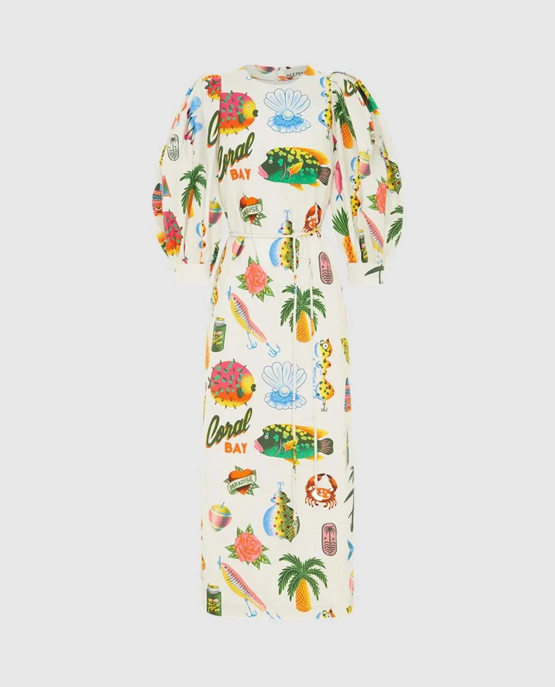 Alemais Samaki Puff Sleeve Midi Dress in Multi Size AU 16 for rent on The Volte - main image