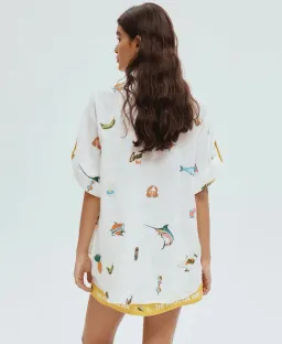 Alemais Blue Marlin Embroidered Shirt AU 14 and Skirt AU 16 in Print for rent on The Volte - image 3