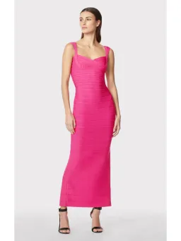 Herve Leger Fluted Bandage Gown in Pink Size Small / AU 8 for rent on The Volte - image 1
