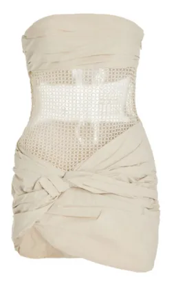 Christopher Esber Savoye Scrunch Micro Mini Dress in Cream Size AU 4 for rent on The Volte - image 5