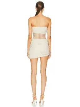 Christopher Esber Savoye Scrunch Micro Mini Dress in Cream Size AU 4 for rent on The Volte - image 3