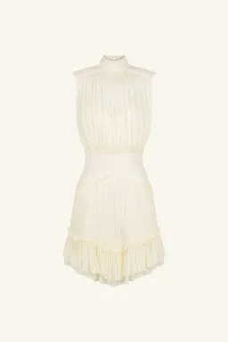 Shona Joy Victoria Sleeveless Ruched Mini Dress Cream Size 10 for rent on The Volte - image 4