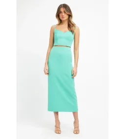 Kookai Oyster Panel Top Size 38/Au 10 and Oyster Column Skirt Size 36/Au 8 Set Aqua Green  for rent on The Volte - image 1