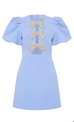 Rebecca Vallance Juliana Puff Sleeve Mini Dress Blue  for rent on The Volte - image 2