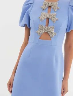 Rebecca Vallance Juliana Puff Sleeve Mini Dress Blue  for rent on The Volte - image 6