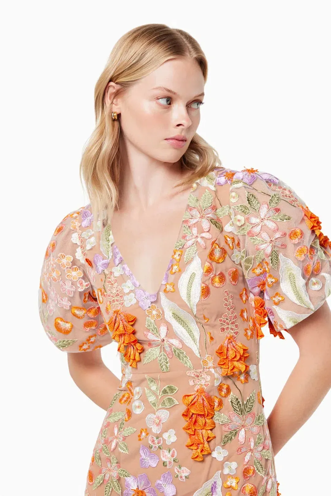 Elliatt Remix 3D Floral Midi Dress Multi Size S / AU 8 for rent on The Volte - main image