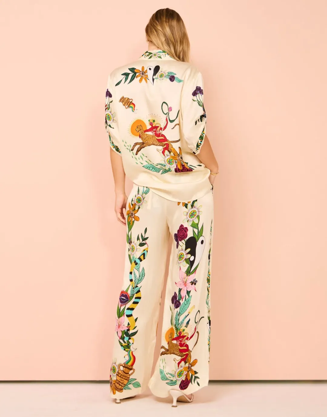 Alemais Meagan Oversized Silk Shirt & Pants Set Print Size 14 for rent on The Volte - main image