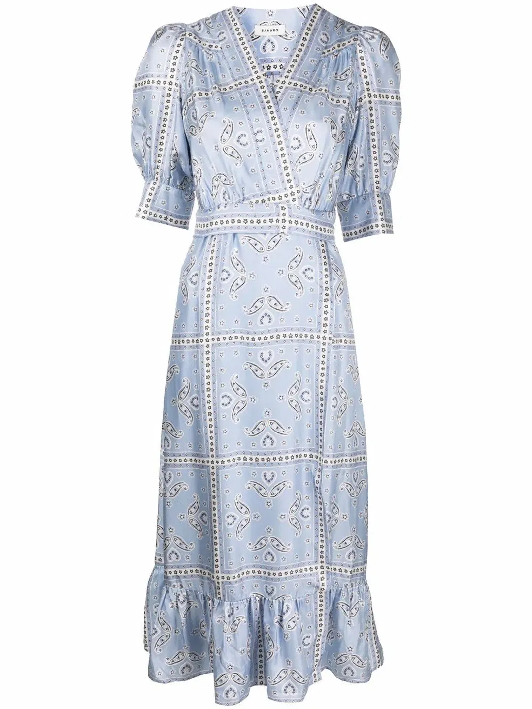 Sandro Enrika Midi Dress Sky Blue Size 6 for rent on The Volte - main image